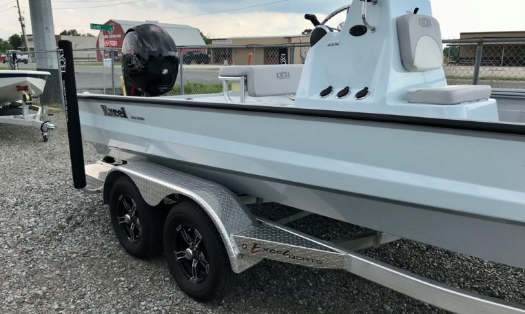 Excel Bay Pro 220 Aluminum Bay Boat with Diamond City tandem axle aluminum boat trailer EX22 1443